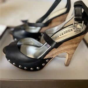 Bebe Black and Silver Studded Heels